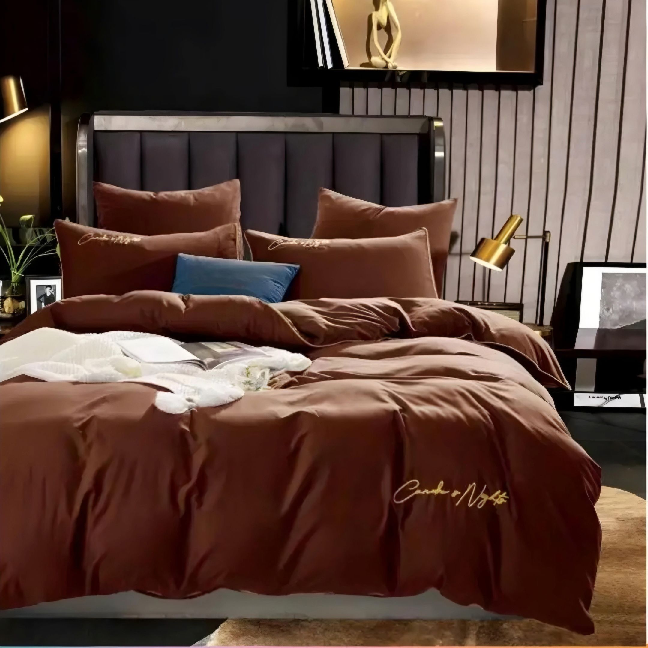 Сеть Модуль Комплект постельного белья, Хлопок, Сатин, Полуторный, наволочки 70x70