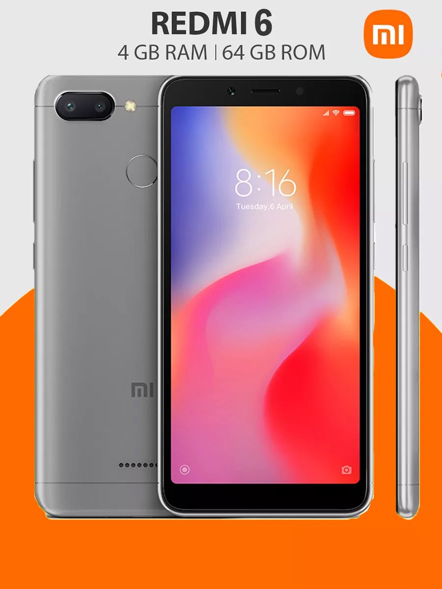 RedmiСмартфонRedmi6Global4/64ГБ,светло-серый