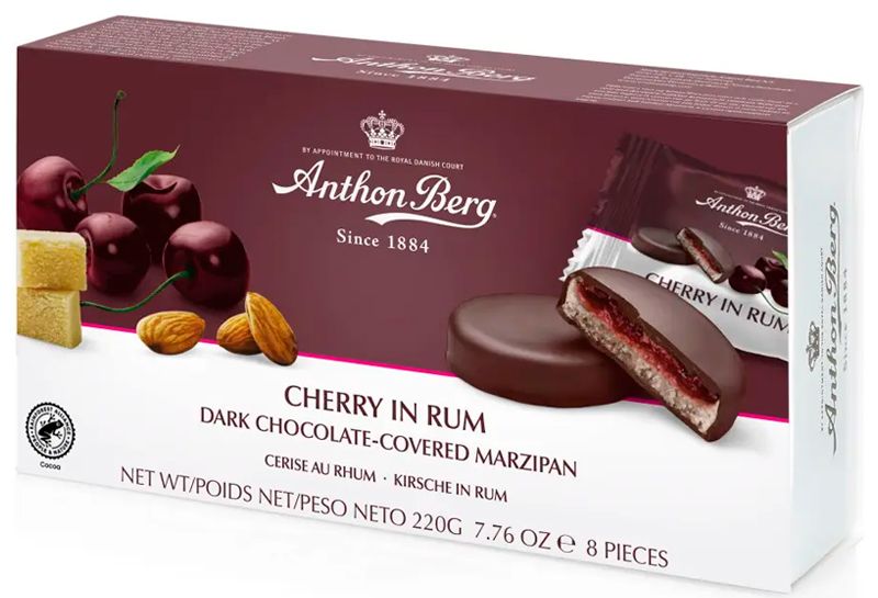 Шоколадные конфеты с марципаном Anthon Berg Вишня в роме, 220 г