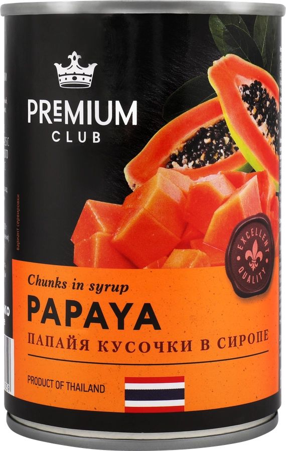 Папайя PREMIUM CLUB кусочки в сиропе, 425г