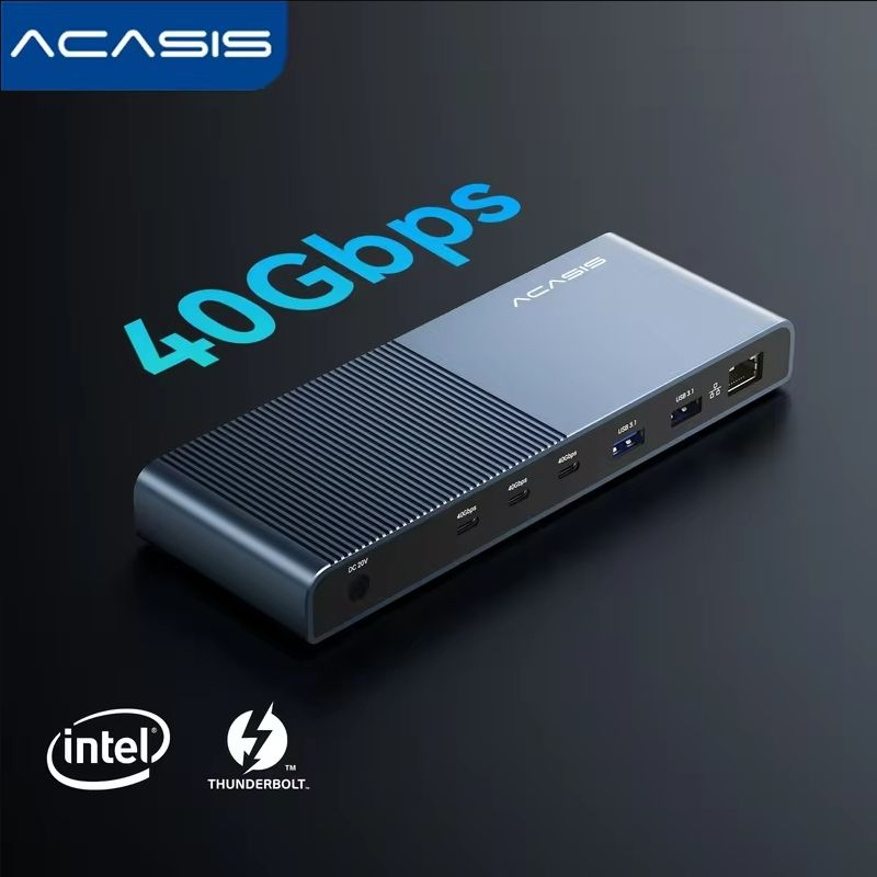 Acasis 40 Гбит/с Thunderbolt 4 USB C HUB Док-станция 8K/4K 60HZ 2 Didplays PD60W Зарядка RJ45 Для Macbook Pro