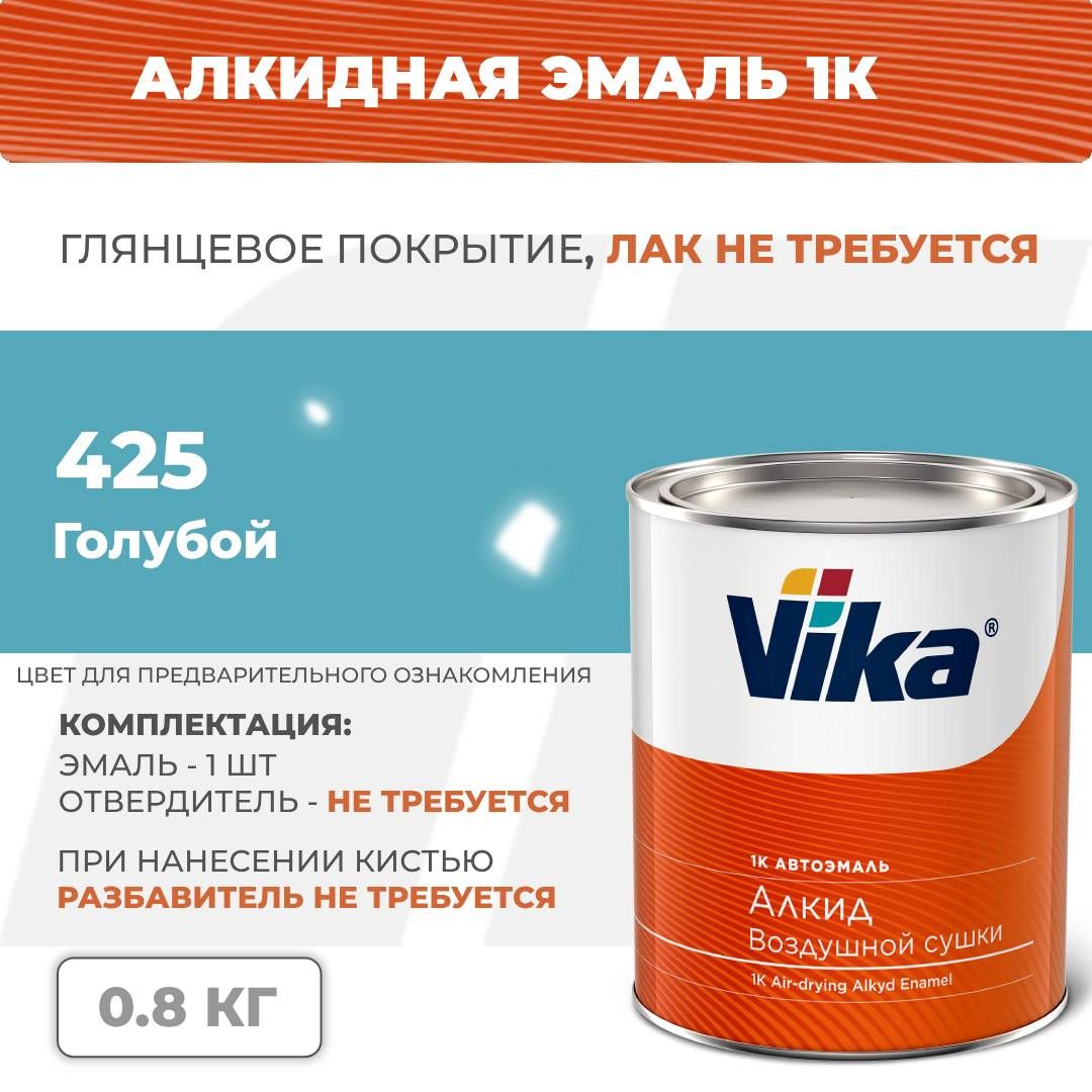 Алкиднаяэмаль,425голубая,Vika(Vika-60)глянцевая1К,0.8кг