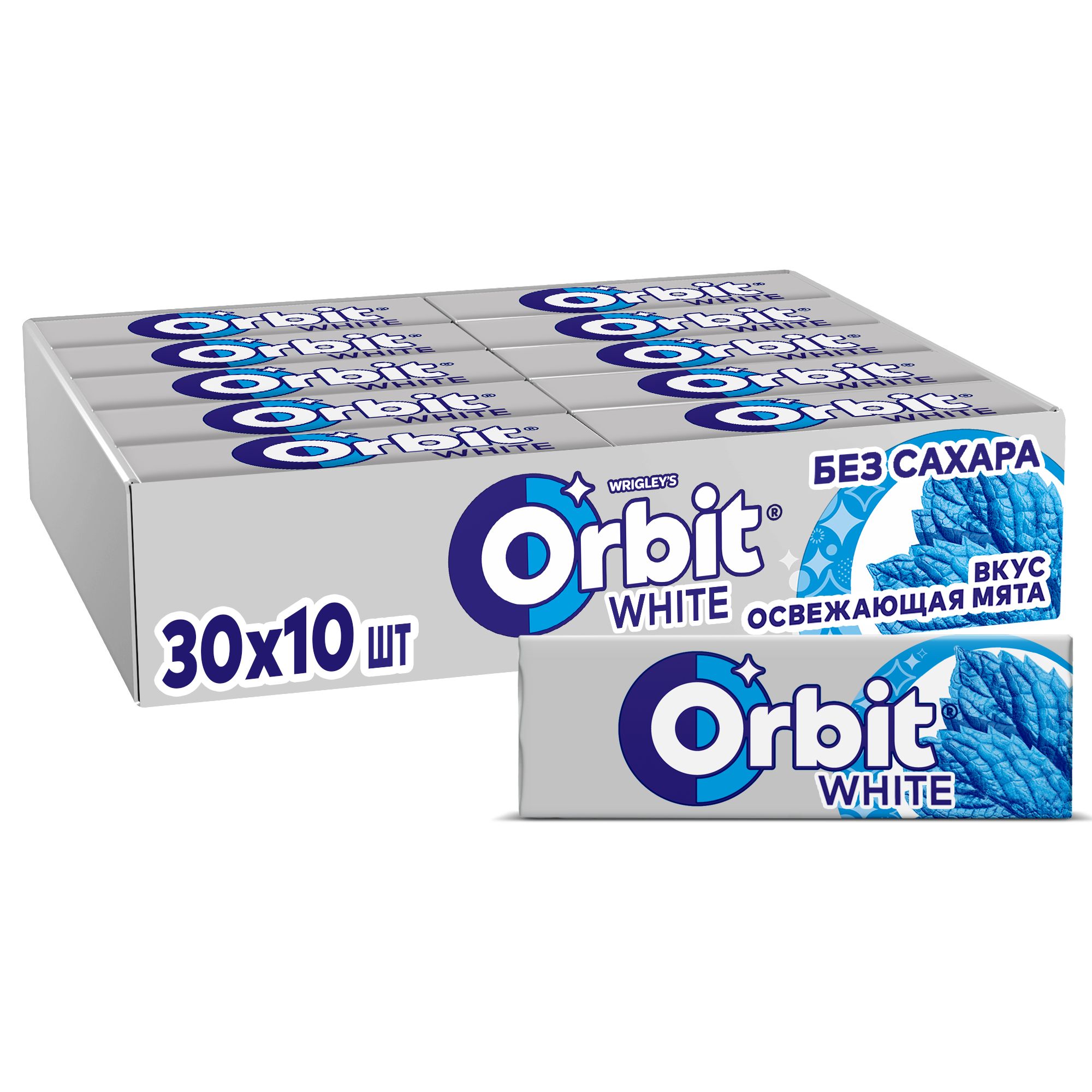 Жевательная резинка Orbit White Освежающая мята, без сахара, 30 пачек по 13,6 г