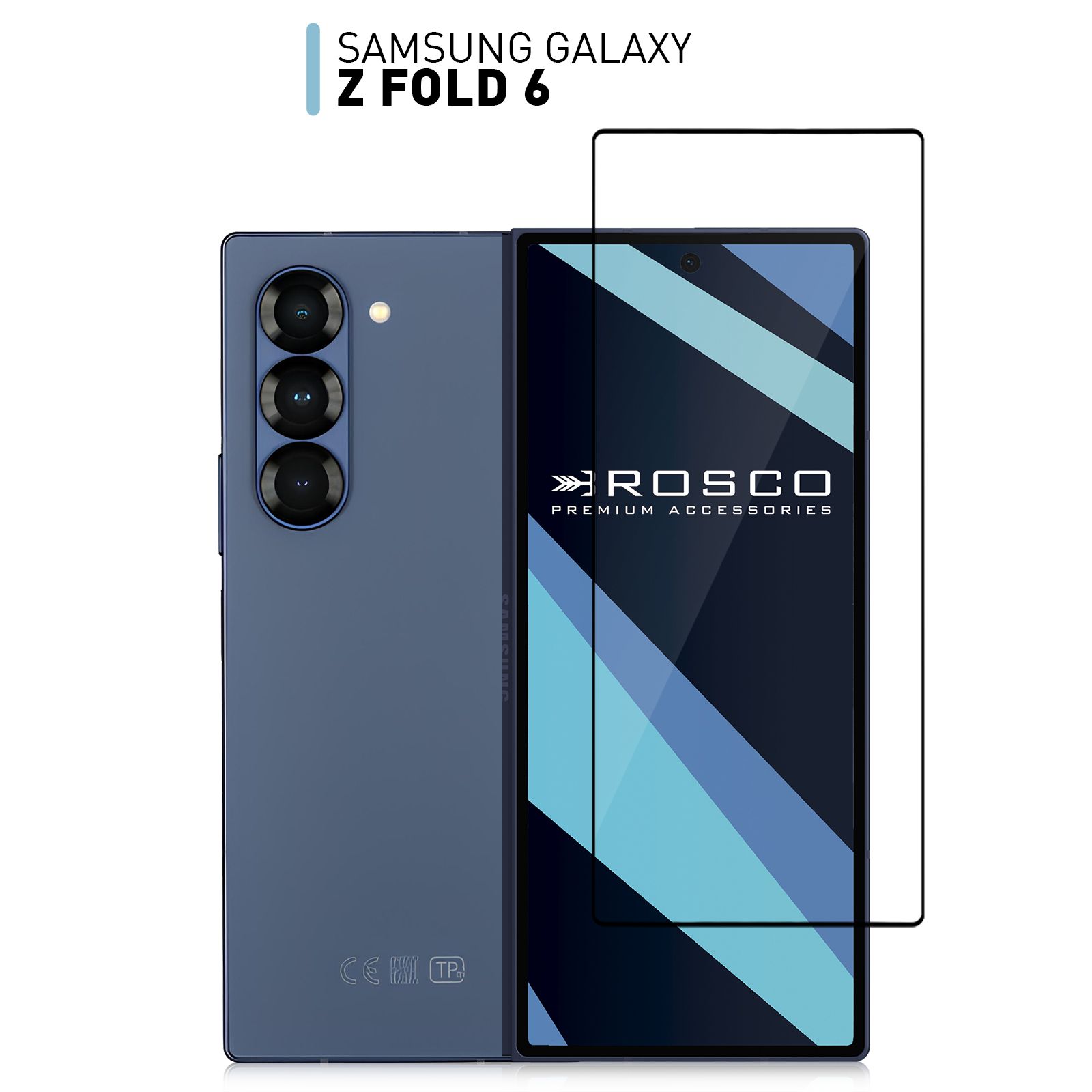 Защитное стекло на Samsung Galaxy Z Fold 6 (Самсунг Галакси З Фолд 6) с олеофобным покрытием, черное ROSCO