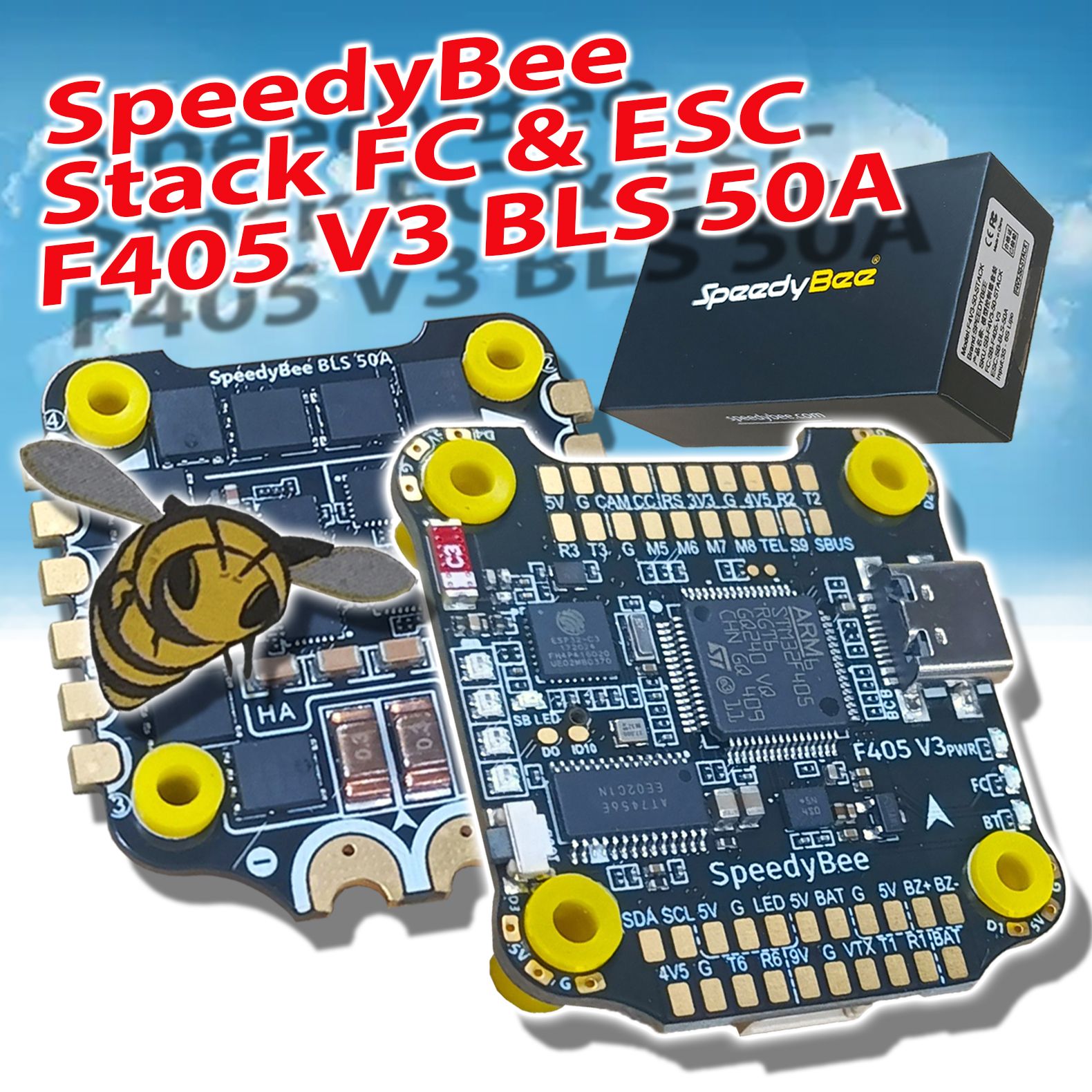 Полетный контроллер полета SpeedyBee F405 V3 50A Stack FC & ESC F405 V3 BLS 50A 4-в-1 ESC 30x30 Bluetooth