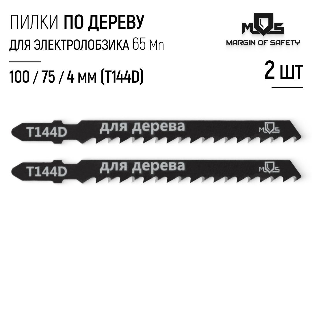 Пилки по дереву 100/75/ шаг 4 мм, полотна 65 Mn для электролобзика, набор 2 шт.