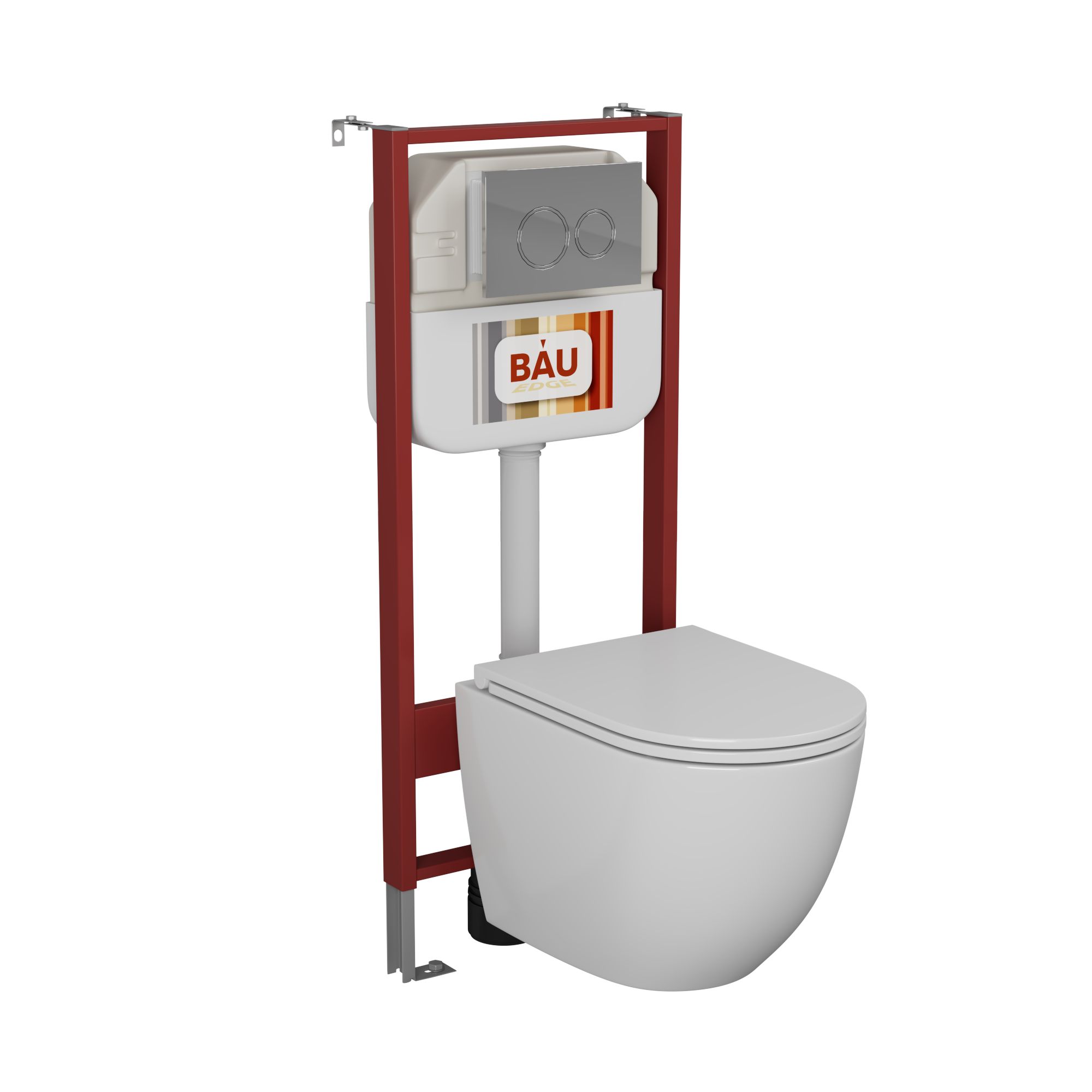 Комплект BAU 6 в 1: рамная инсталляция BAU NEO 45, унитаз подвесной безободковый, со смывом торнадо Grossman Hurricane 3, сиденье дюропласт микролифт, круглая хромированная клавиша Aquanika