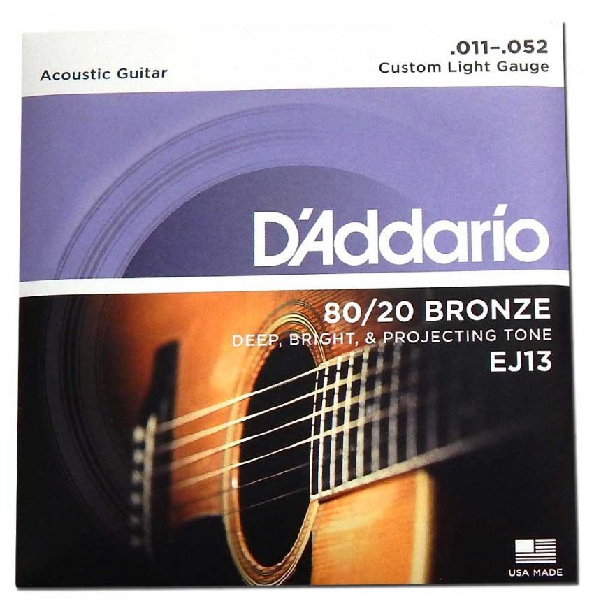 D'ADDARIO EJ13 80/20 BRONZE CUSTOM LIGHT 11-52 / струны для акустической гитары