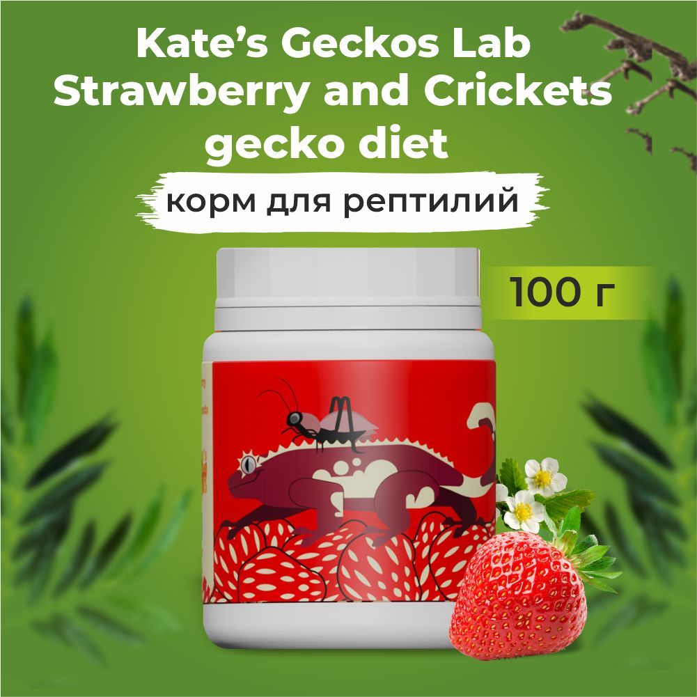 Kates Geckos Lab Strawberry and Crickets gecko diet, 100 гр , KG Lab, Кейт Геккос Лаб с клубникой и сверчками