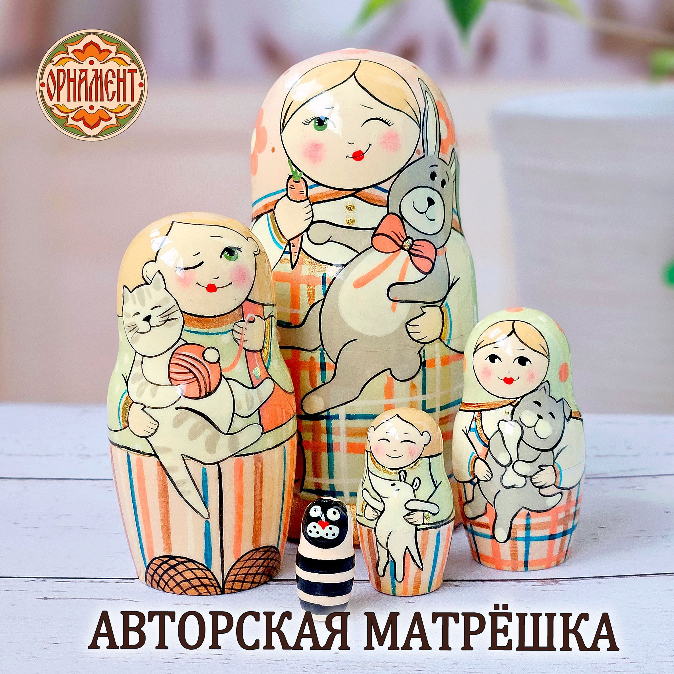 Матрешка деревянная детская, 5 мест, 11 см