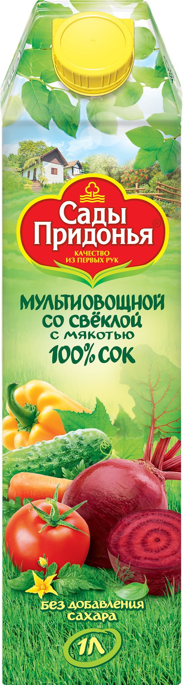 Сок САДЫ ПРИДОНЬЯ Мультиовощной восстановленный с солью тетра-пак, 1L