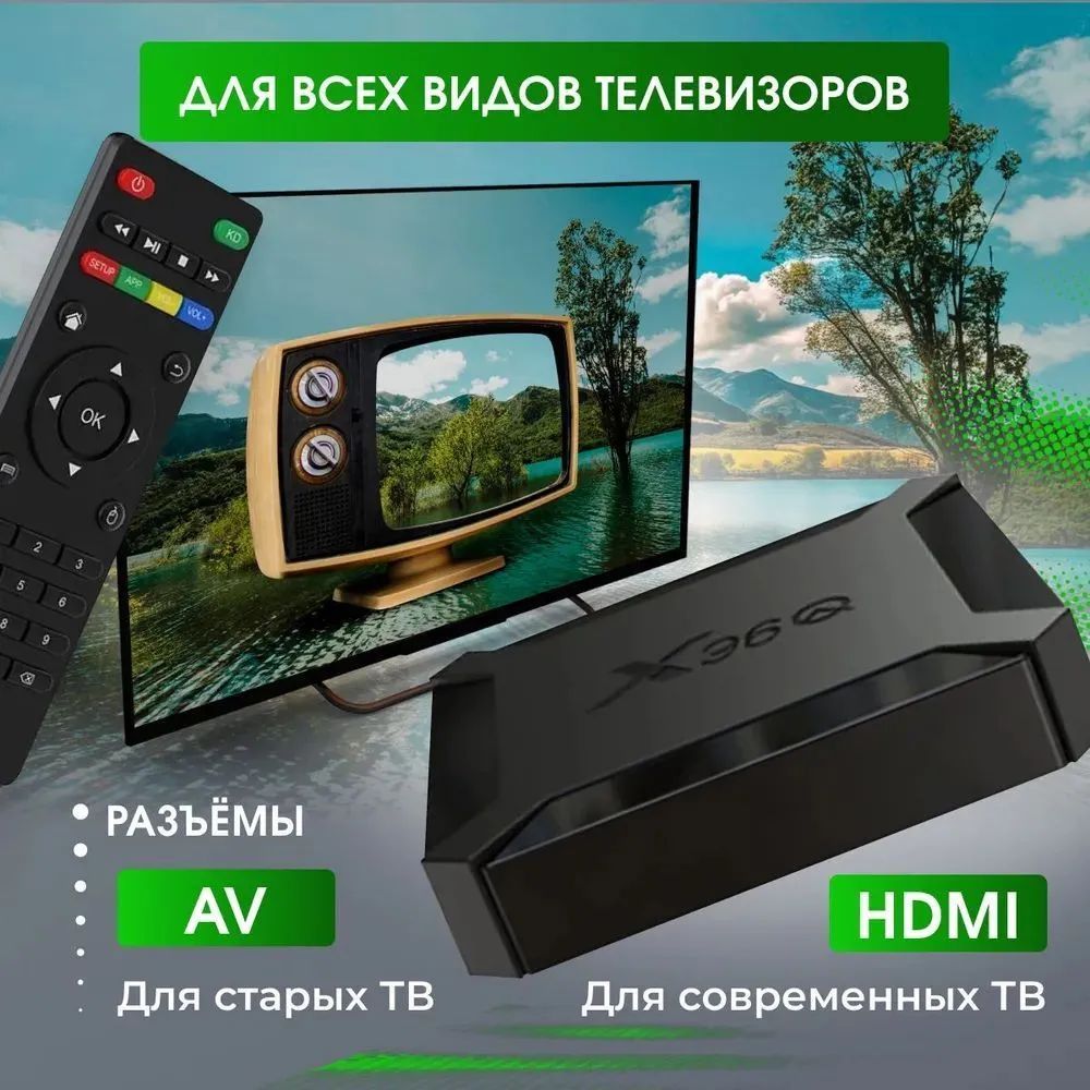 Медиаплеер Смарт ТВ приставка X96 2/16 ГБ , 4К Ultra HD, Медиаплеер SMART TV, Wi-Fi