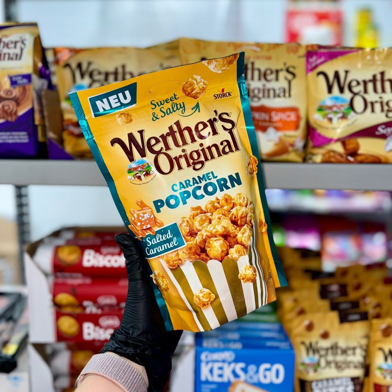 Werthers Original Caramel Popcorn Salted Caramel/Везерс попкорн соленая карамель 140 гр.