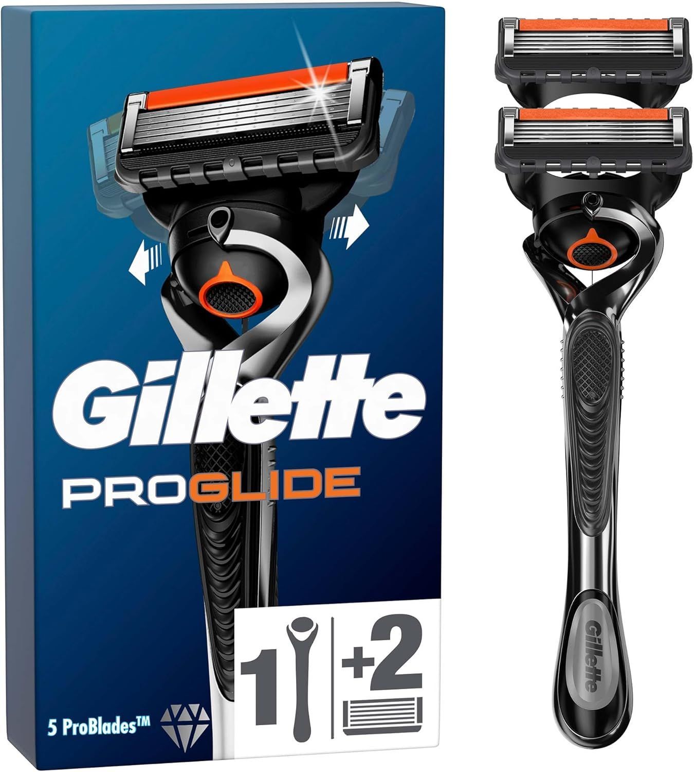 Gillette Fusion ProGlide мужская бритва, 2 кассета, с 5 лезвиями с углеродным покрытием, с технологией Flexball, с триммером