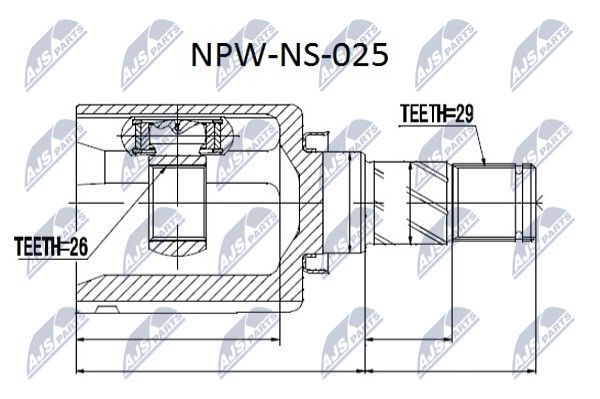 ШРУС внутренний левый к-кт 391018H315/ Nissan X-Trail 00-06