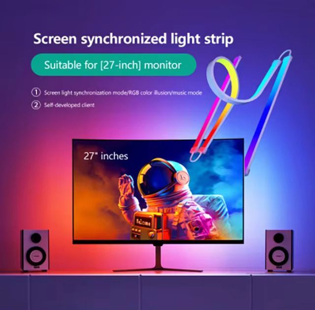 Светодиоднаялентаадаптивнаяподсветкадлямонитора27"SkydimoAmbiLight