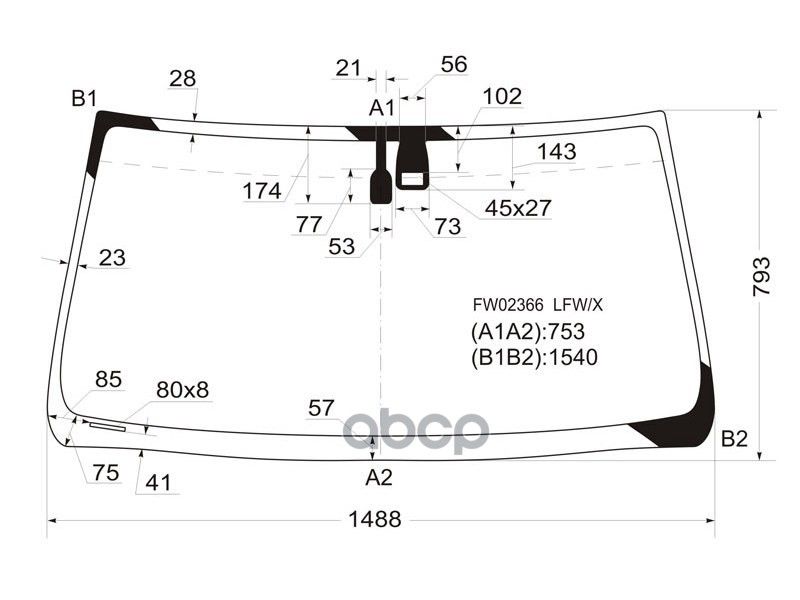 XYG Стекло лобовое (Датчик дождя) Toyota Land Cruiser Prado (J120) 02-07 / Lexus GX 02-09