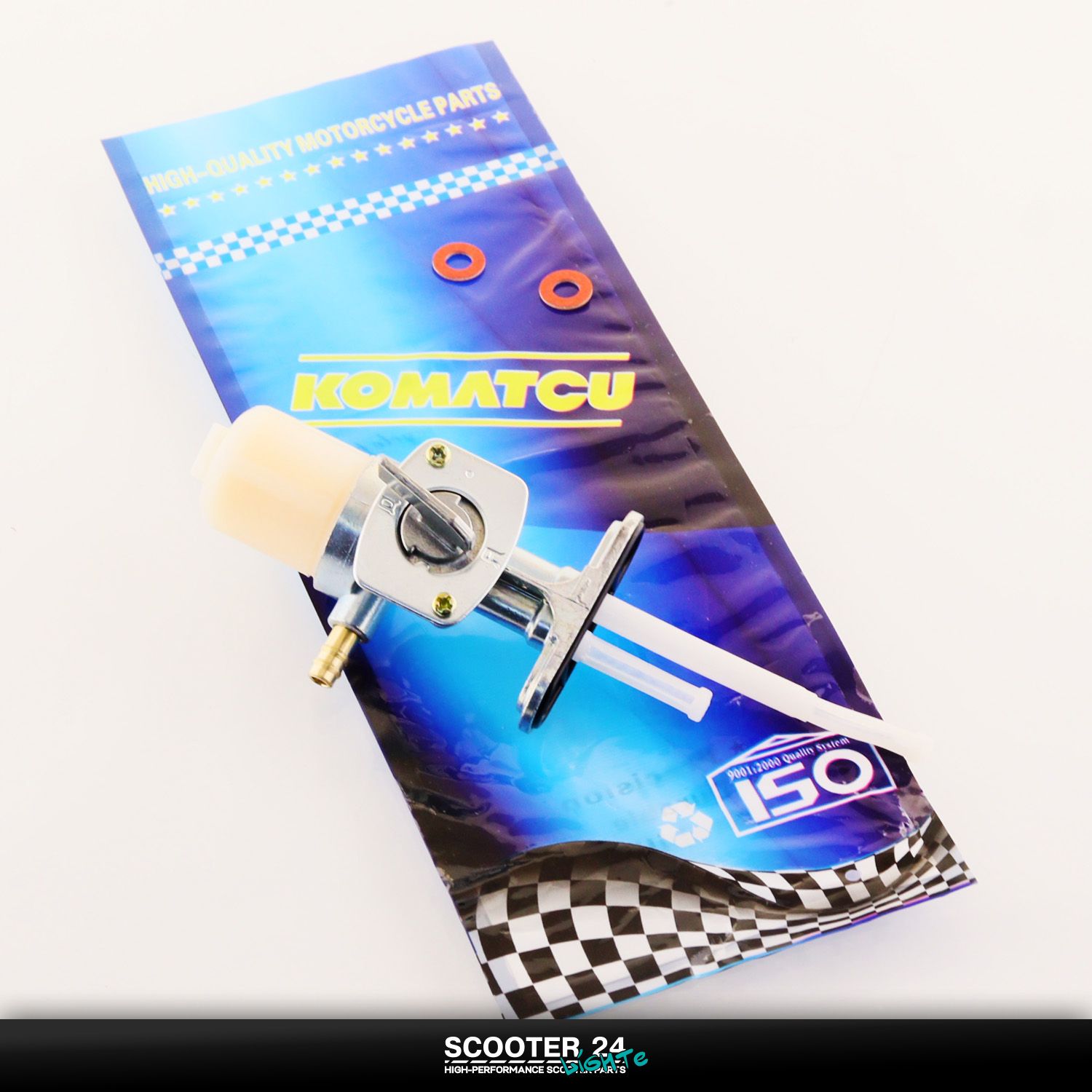 Кран топливный в бензобак для питбайка 4T KAYO-140 "KOMATCU" Кайо 140 кубов YX140 бензокран (кран топливного бака)