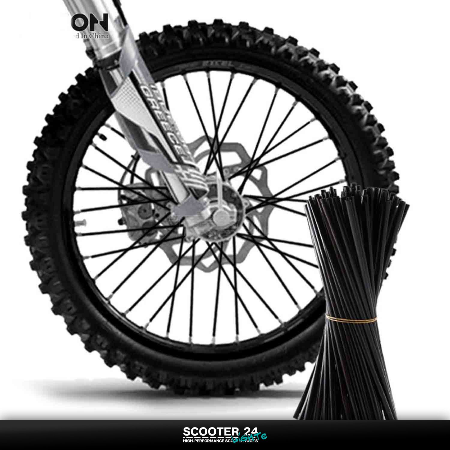 Накладки на спицы колес 21/19 / 21/18 (72шт) черные чехлы защита спиц мотоцикла / питбайка / эндуро и велосипеда