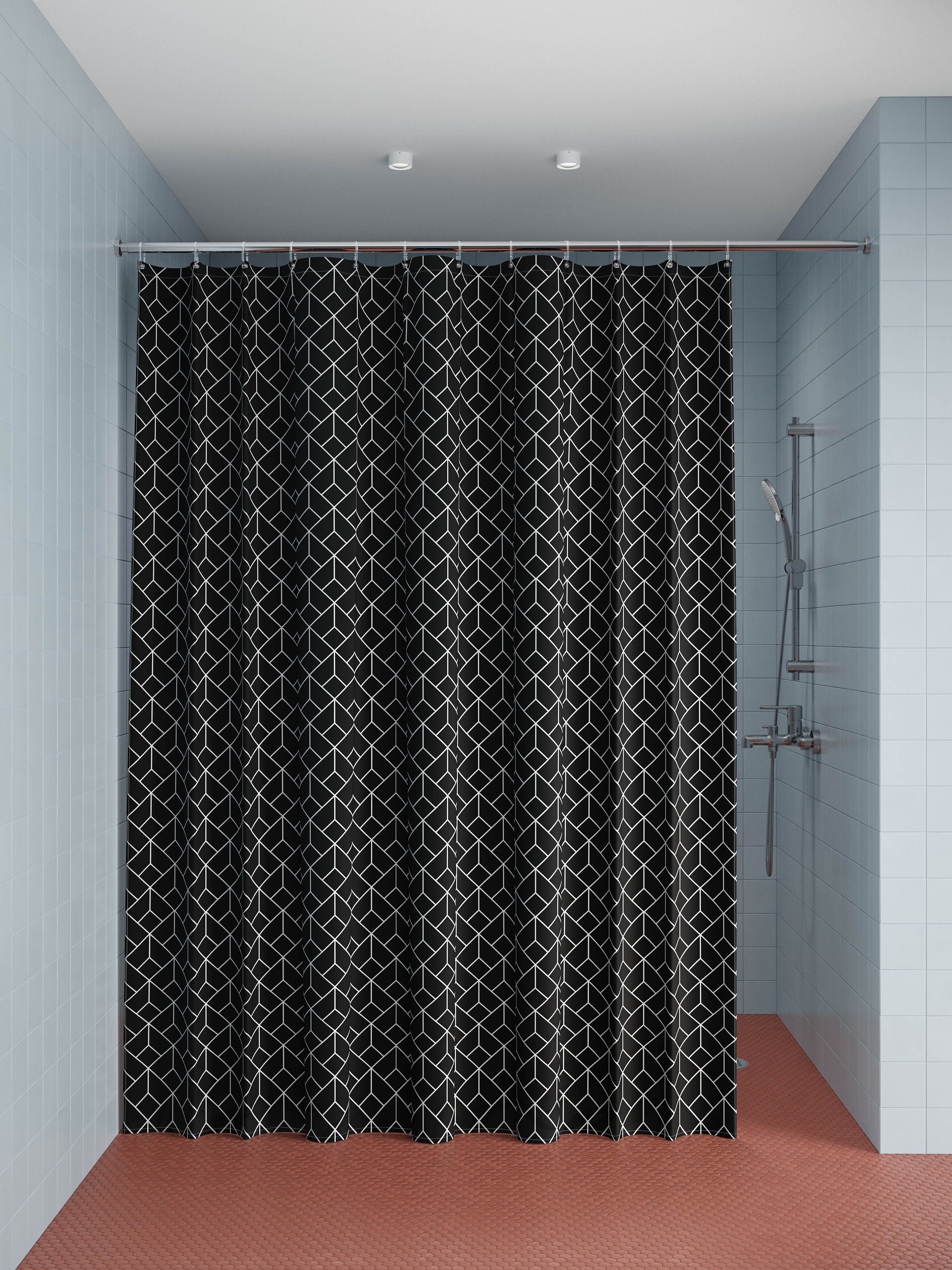 Фото товара на маркетплейсе ozon Штора для ванной комнаты и душа IDDIS, 180x200 см, тканевая, водонепроницаемая, полиэстер, с кольцами, BB02P18i11