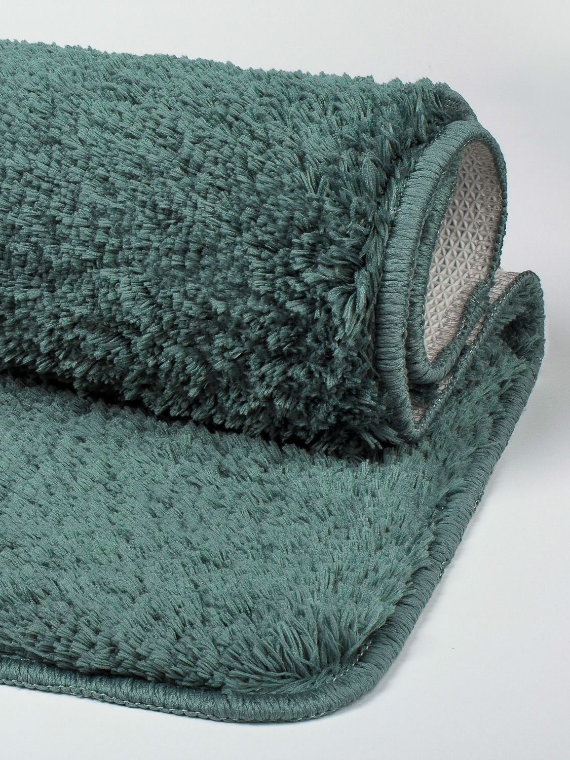 Фото товара на маркетплейсе ozon Коврик для ванной комнаты и туалета 50х80 см, мягкий, пушистый, противоскользящий, микрофибра, темно-зеленый, BSQS06Mi12