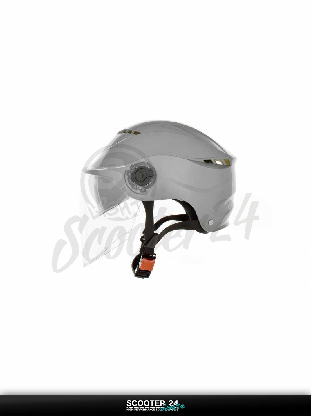 Мотошлем открытый ( вело/самокат) "DAVID" (#S327, серый, регулятор размера, очки, ABS) на мотоцикл / мопед и скутер