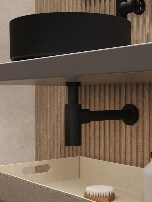 Фото товара на маркетплейсе ozon Сифон для раковины, IDDIS, бутылочный, латунь, черный матовый, Optima Home, OPTBL00i84