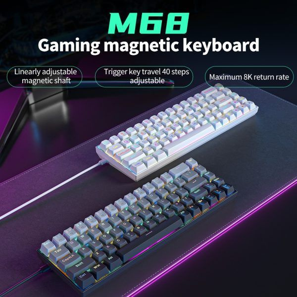 Zifriend Игровая клавиатура проводная M68, Английская раскладка, белый  #1