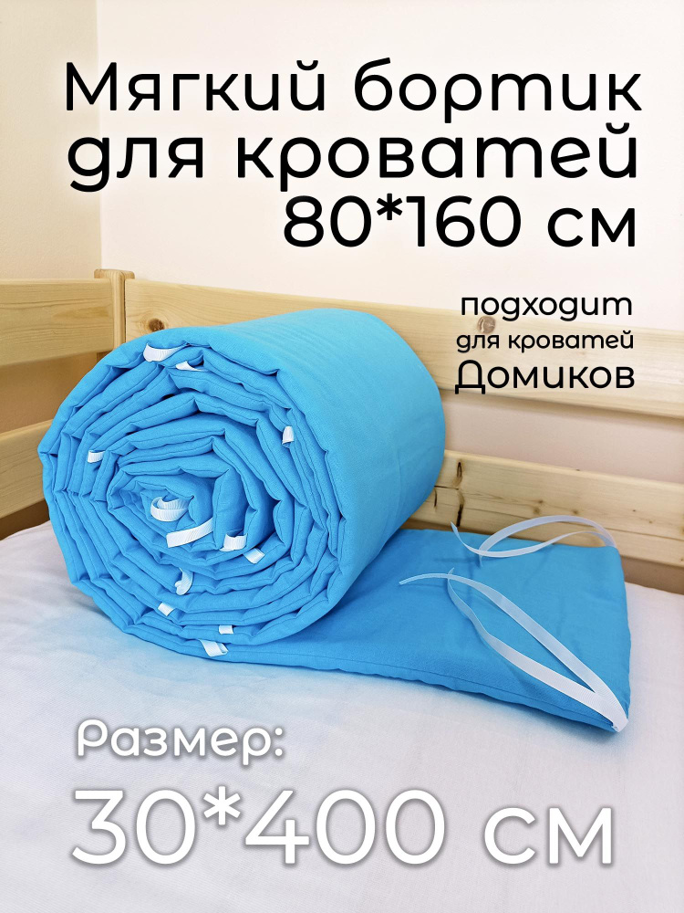 Детский противоударный бортик для кровати 80*160 (30*400 см) бирюзовый  #1