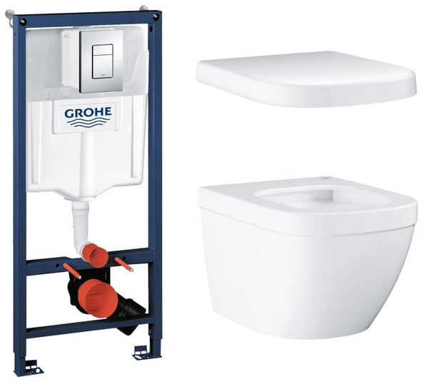 Комплект инсталляции GROHE Euro Ceramic с унитазом и сиденьем (NW0129 ...