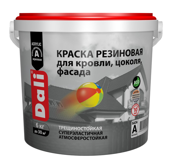 Краска ДАЛИ резиновая д/кровли,цоколя,фасадов 6 кг серый купить на OZON ...