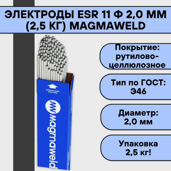 Электроды ESR 11 ф 2,0 мм (2,5 кг) Magmaweld - купить с доставкой по ...
