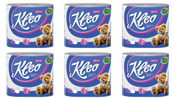 Мягкий знак Туалетная бумага Kleo Ultra, 3 слоя, 4 шт, 6 уп - купить с ...