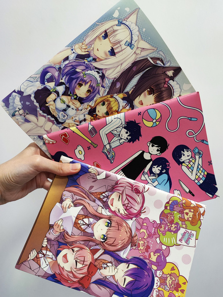 Набор аниме тетрадей из 3 штук, 48л, клетка. Игры Омори, Некопара, Доки ...