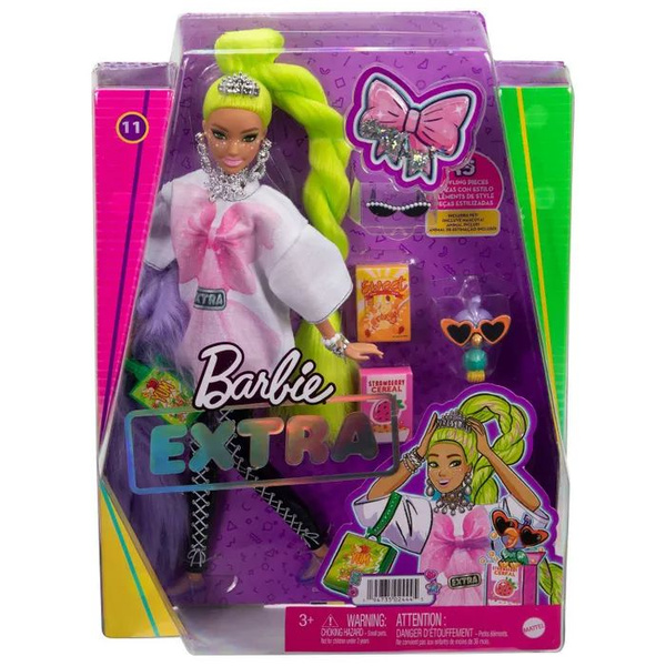 Кукла Барби Экстра HDJ44 с зелеными неоновыми волосами Barbie Extra ...