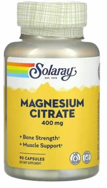 Соларай Magnesium Citrate 400 mg 90 вегетарианских капсул - купить с ...