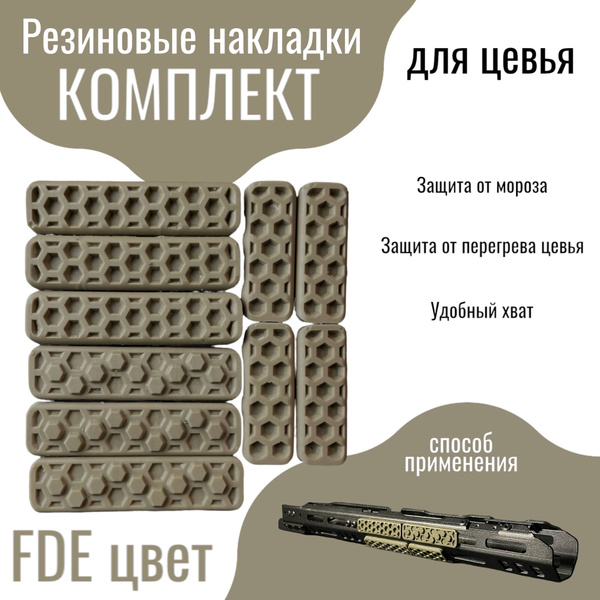 Комплект резиновых накладок для цевья Хватовое пятно Гексагоны FDE ...