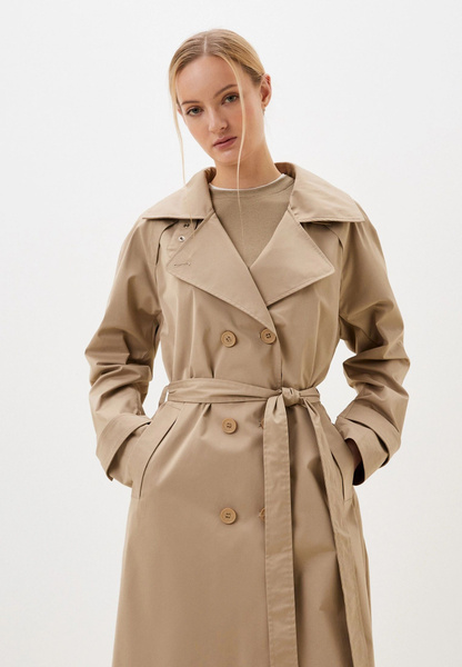 Плащ Женский Winterra бежевый Длинный Пояс/ремень, размер 48 Полиэстер ...