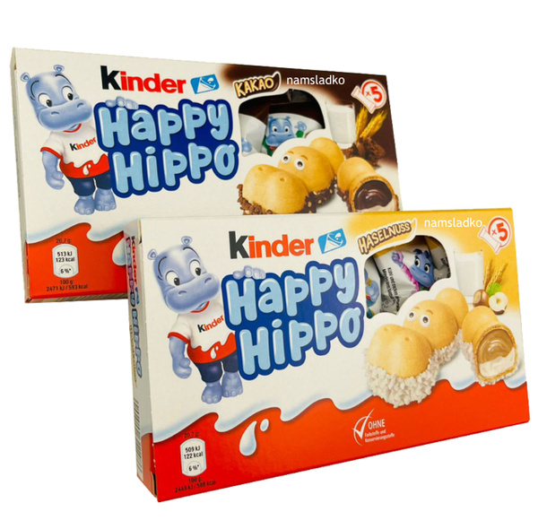 Набор печенье бегемотики Kinder Happy Hippo kakao+haselnuss 207 гр ...