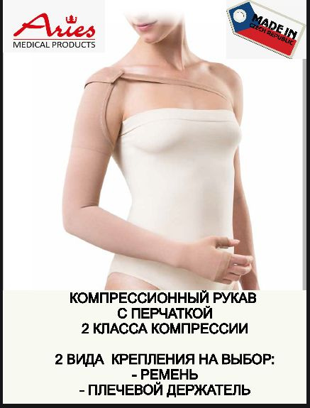 Рукав компрессионный с перчаткой 2 класс компрессии. 2 вида крепления ...