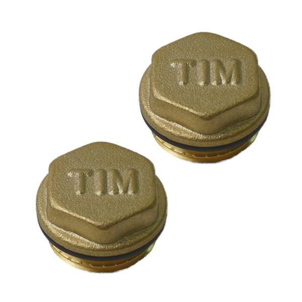 Заглушка TIM 1/2" наружная резьба с уплотнительным кольцом (Латунь) 2 ...