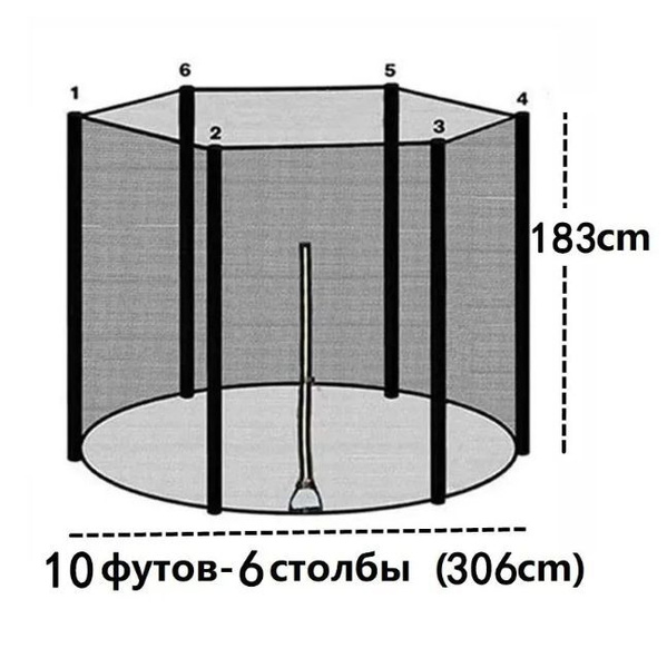 Сетка для батута,10 футов 6 столбы (305cm) купить на OZON по низкой ...