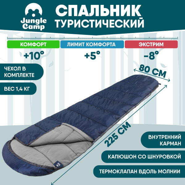 Спальник/Спальный мешок зимний Jungle Camp Active, левая молния, цвет ...