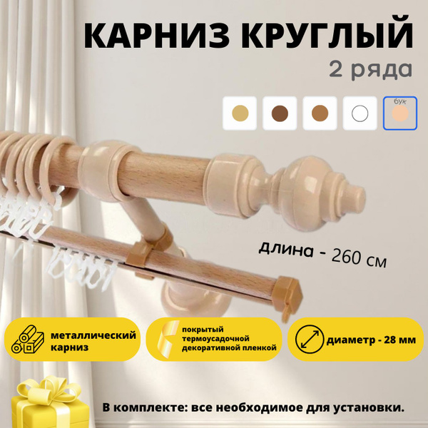 Характеристики Карниз для штор двухрядный GRAND составной настенный ...