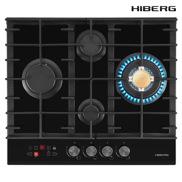 Газовая варочная панель 58*51 HIBERG VM 6145 B с таймером отключения ...