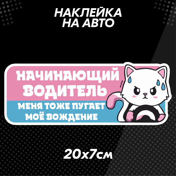 Наклейка на авто Начинающий водитель милая - купить по выгодным ценам в ...