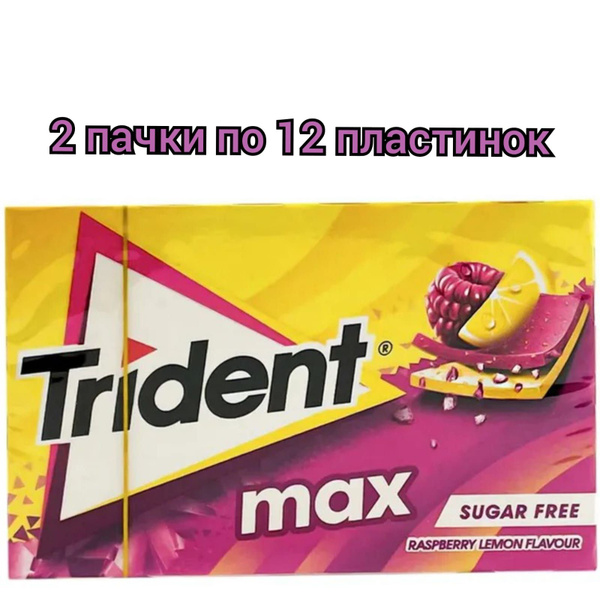 Жевательная резинка "Trident Max" Малина лимон, без сахара 23гр./2 ...