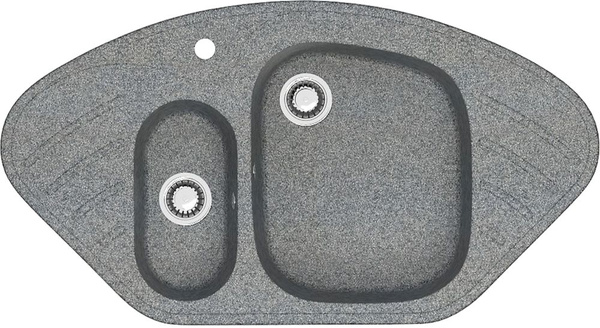 Мойка кухонная Domaci Болонья М-23-005 94x50, с крылом, серая, трапеция ...