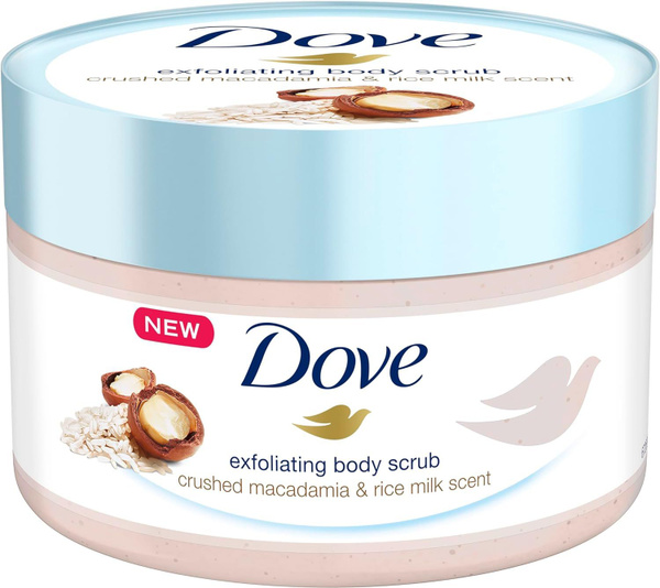 Скраб для тела Dove с орехом макадамия и рисовым молоком 225 мл Белый ...