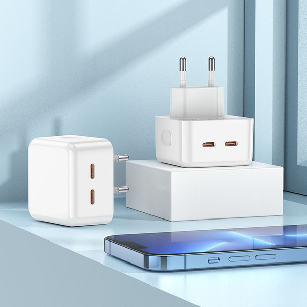 Сетевое зарядное устройство для телефона 2USB-C / адаптер для смартфона ...